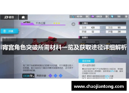 宵宫角色突破所需材料一览及获取途径详细解析